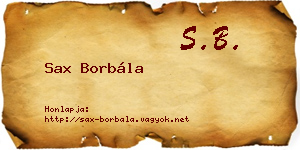 Sax Borbála névjegykártya